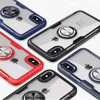 Finger Ring Clear TPU Rubber Case Fit for Magnetic Holder Armor Shockproof Phone Coque Cases For Iphone X XS Max 6 6S 7 8 Plus