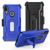 Hybrid Shockproof Phone Case with Card Slot Kickstand Magnetic Back Clip Cover for Moto E6 Plus  LG X2
