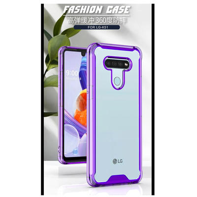 Shockproof tpu colorful frame transparent acrylic cover phone case for Lg k51 cases